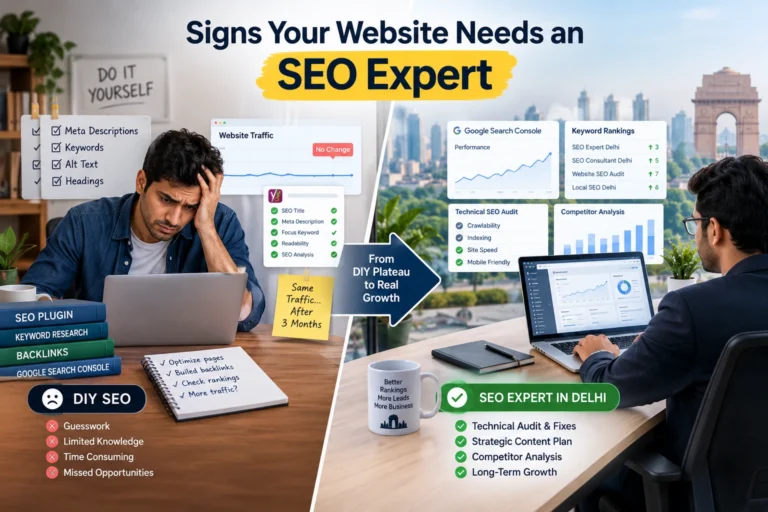 SEO expert in Delhi helping a business improve website rankings and overcome DIY SEO limitations
