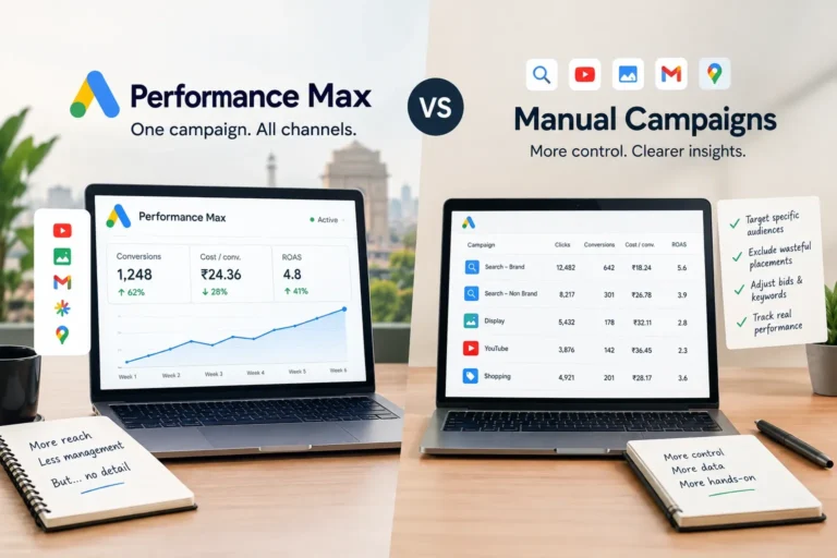 Performance Max vs Manual Campaigns comparison for Google Ads